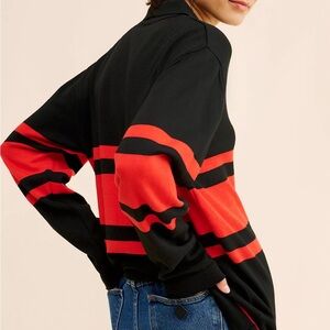 Stylish Black and Red Striped Polo Shirt